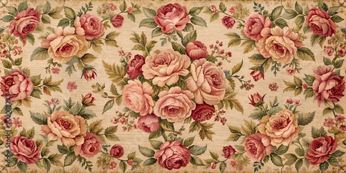  Rose floral tapestry romantic texture background Generative AI