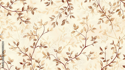 A hand drawn vintage pattern of leaves and branches