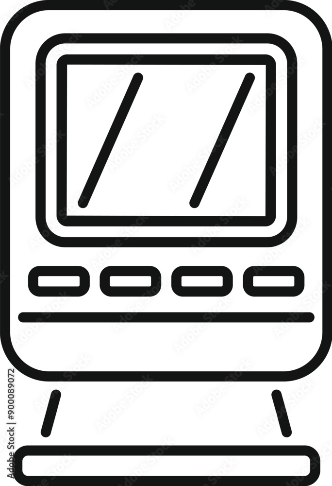 Simple line art icon of a futuristic high speed train arriving at the station Simple line art icon of a futuristic high speed train arriving at the station