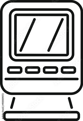 Simple line art icon of a futuristic high speed train arriving at the station