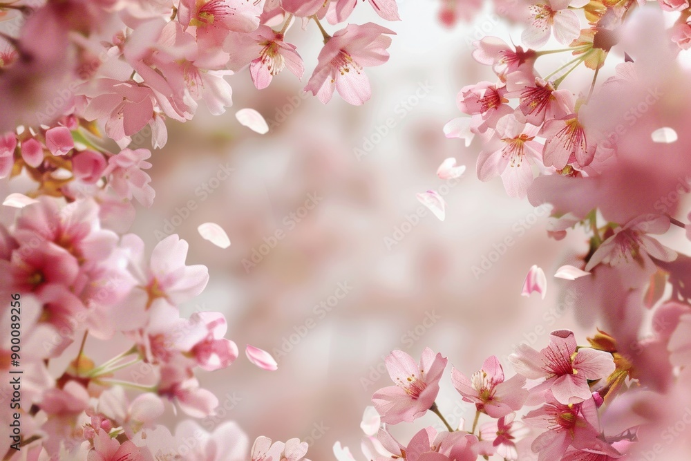 Obraz premium Cherry Blossom Frame with soft blank center