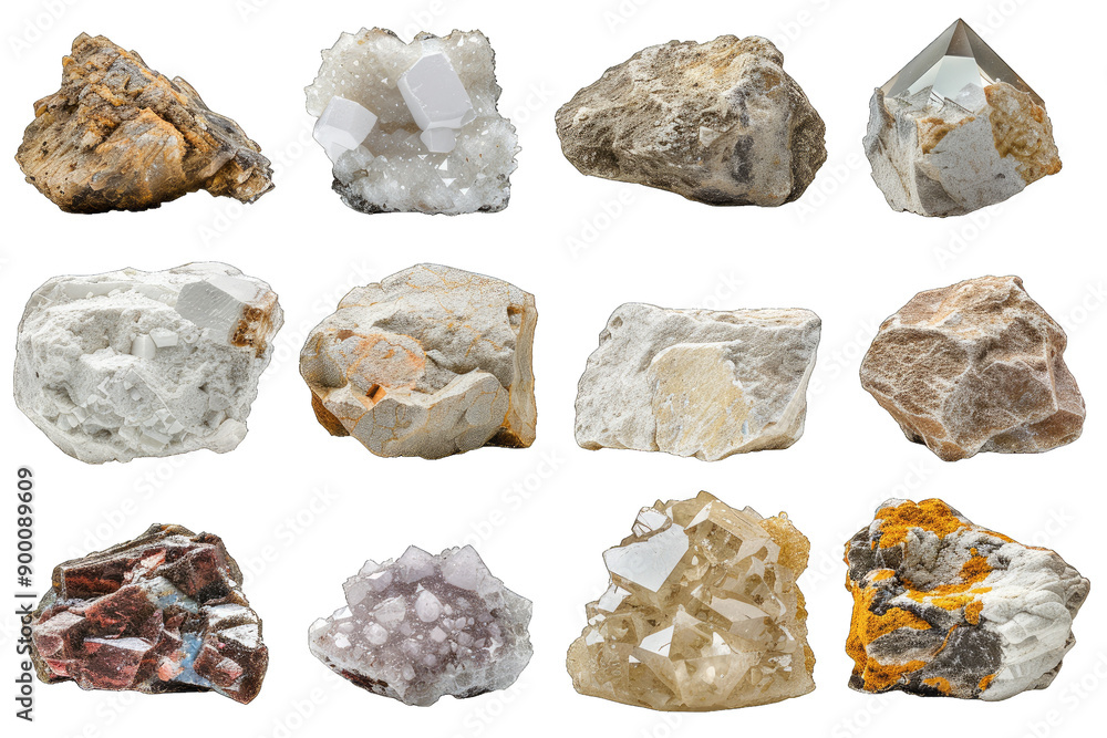 Collection of various mineral rock samples showcasing different textures and colors, ideal for geological and educational purposes. Collection of various mineral rock samples showcasing different textures and colors, ideal for geological and educational purposes.