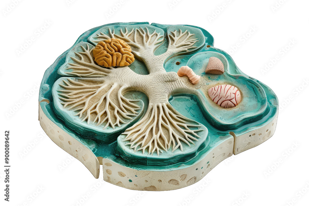 Intricate 3D model of a cutaway view of a human brain, highlighting ...