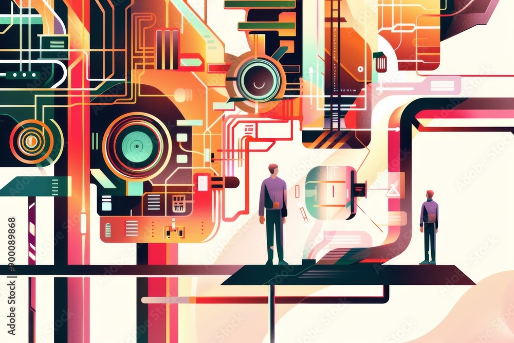 Conceptual Technology Flat Illustration created with Generative AI Conceptual Technology Flat Illustration created with Generative AI
