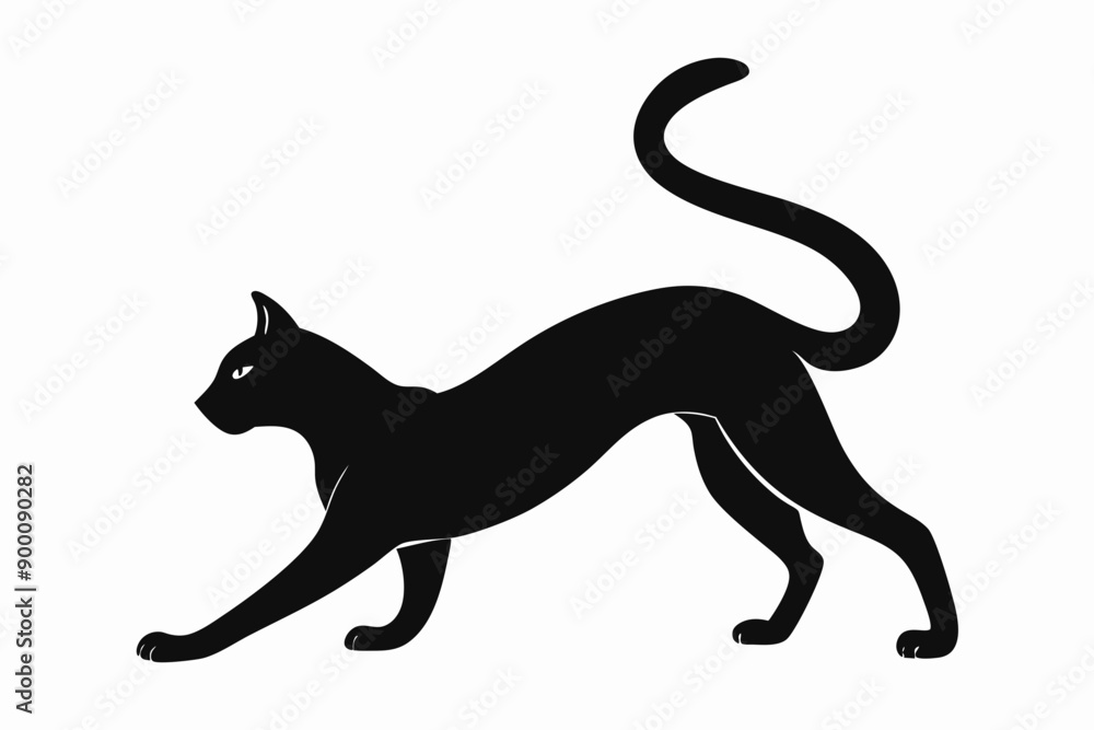Cat silhouette, black silhouette cat stretching full body, cat silhouette icon
Cat silhouette, black silhouette cat stretching full body, cat silhouette icon