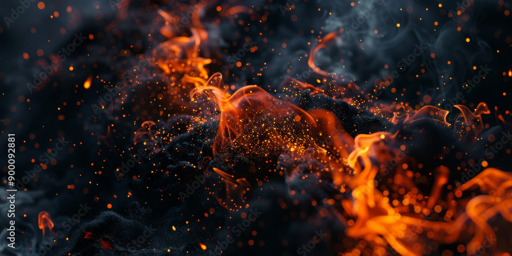 Fiery Display on Black Background Fiery Display on Black Background