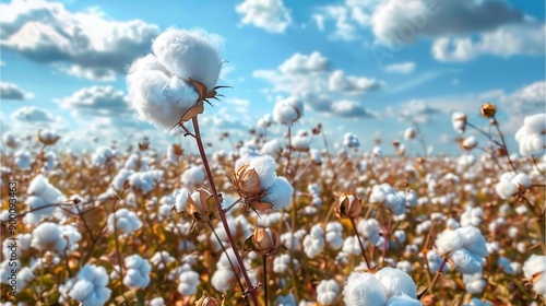 A vast cotton field during the day is ready to harvest photo