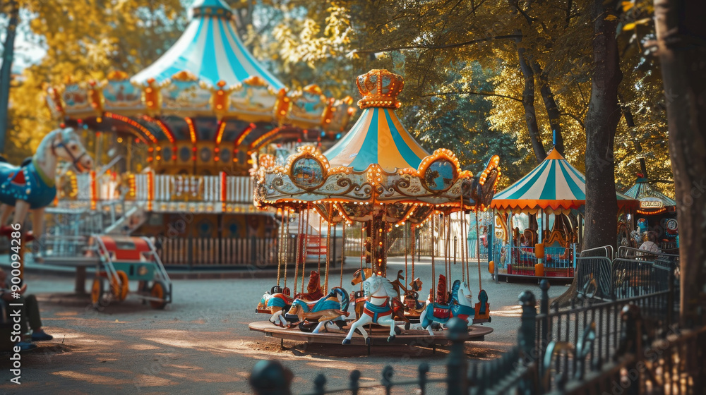 Amusement Park for Kids with Rides and Carousels Amusement Park for Kids with Rides and Carousels