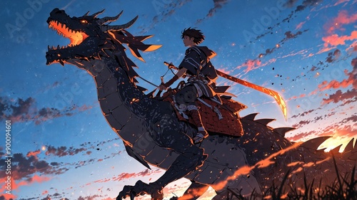 Anime Style Dragon Rider Character