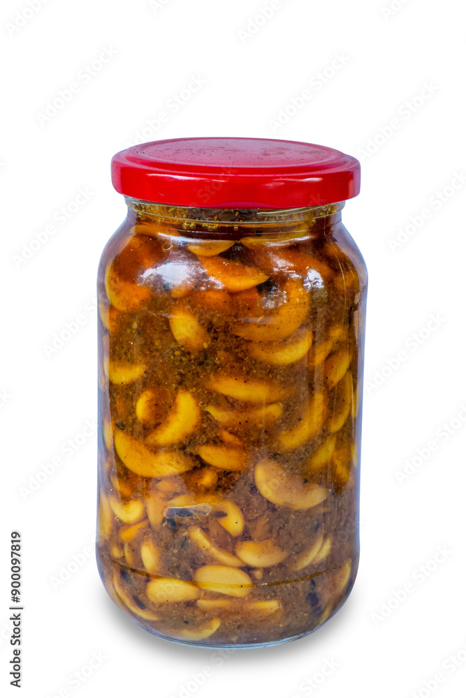 Pickled garlic in a glass jar Pickled garlic in a glass jar