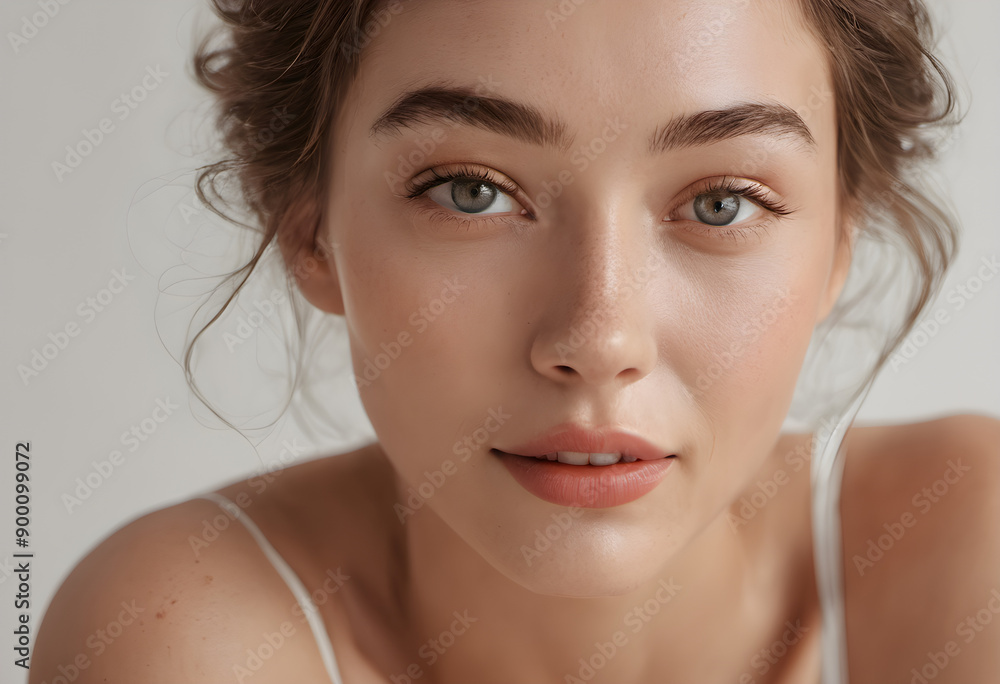 beauty woman glowing face and healthy facial skin portrait smile on isolated white background. Cosmetology ,Plastic surgery. beauty woman glowing face and healthy facial skin portrait smile on isolated white background. Cosmetology ,Plastic surgery.
