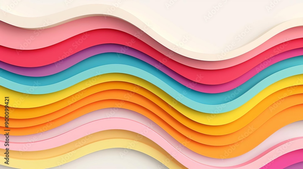 Abstract waves, dynamic colors, 3D depth, flat design illustration Abstract waves, dynamic colors, 3D depth, flat design illustration