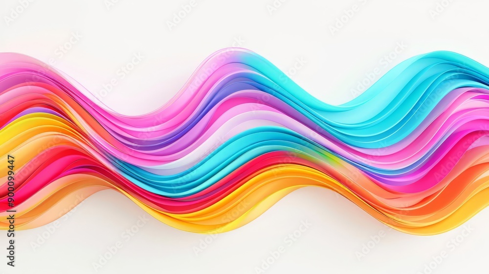 Digital abstract, colorful waves, 3D movement, flat design illustration Digital abstract, colorful waves, 3D movement, flat design illustration