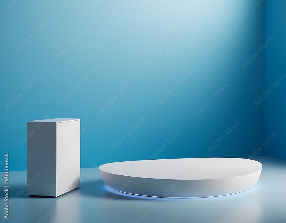 Blue podium for product showcase displays Blue podium for product showcase displays