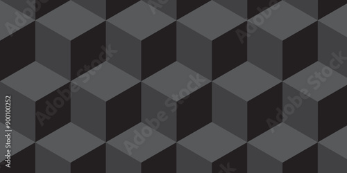 Minimal abstract dark black background from cubes victor art. Geometric tiles and mosaic creative stylish seamless pattern block cube background. minimal hexagon Cubes mosaic shape vector design