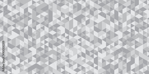 	
Abstract geometric white and gray background seamless mosaic and low polygon triangle texture wallpaper. Triangle shape retro wall grid pattern geometric ornament tile vector square element.