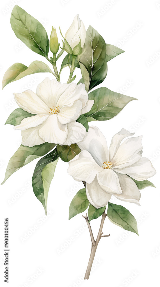 Fototapeta premium FLORES DEL CAMPO EN FONDO BLANCO ESTILO ACUARELA 