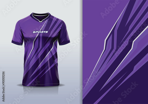 Sport jersey design template mockup stripe line racing for football soccer, running, esports, purple white black color