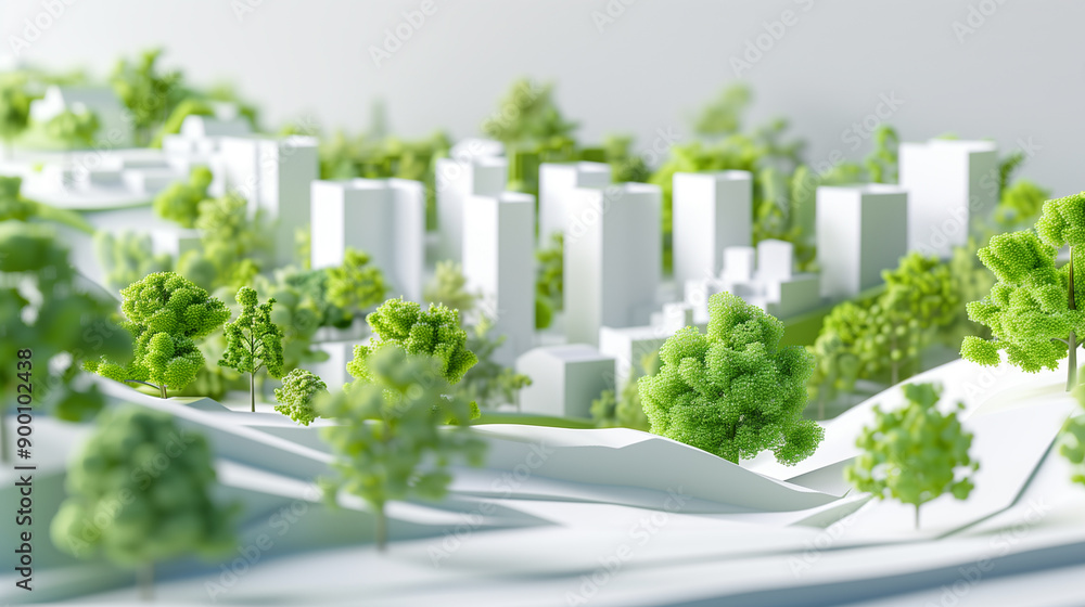 concept of greening the urban environment layout paper cut city with an integrated eco-friendly approach, lots of trees and shrubs concept of greening the urban environment layout paper cut city with an integrated eco-friendly approach, lots of trees and shrubs