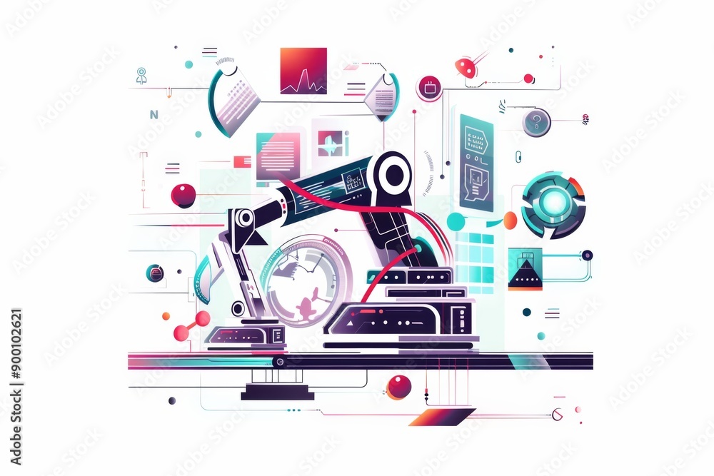 Conceptual Technology Flat Illustration created with Generative AI Conceptual Technology Flat Illustration created with Generative AI