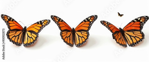 Color monarch butterflies, isolated on the white background photo