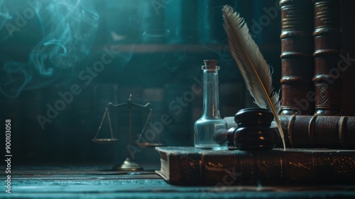 quill pen and book, law , lawyer , litterateur , writer concept photo