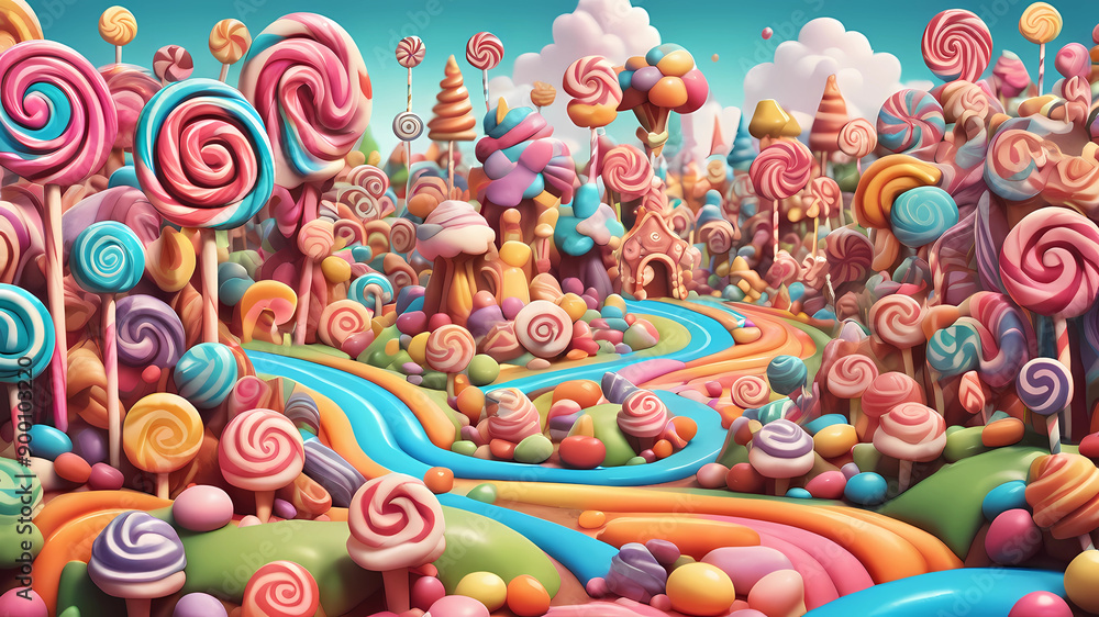 Fototapeta premium beautiful decorative colorful candyland environment background