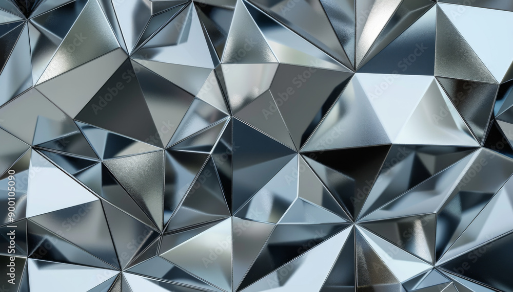 Metallic silver geometric shapes D rendering background Metallic silver geometric shapes D rendering background