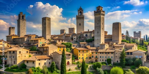 Torre grossa in San Gimignano Italien Creative AI