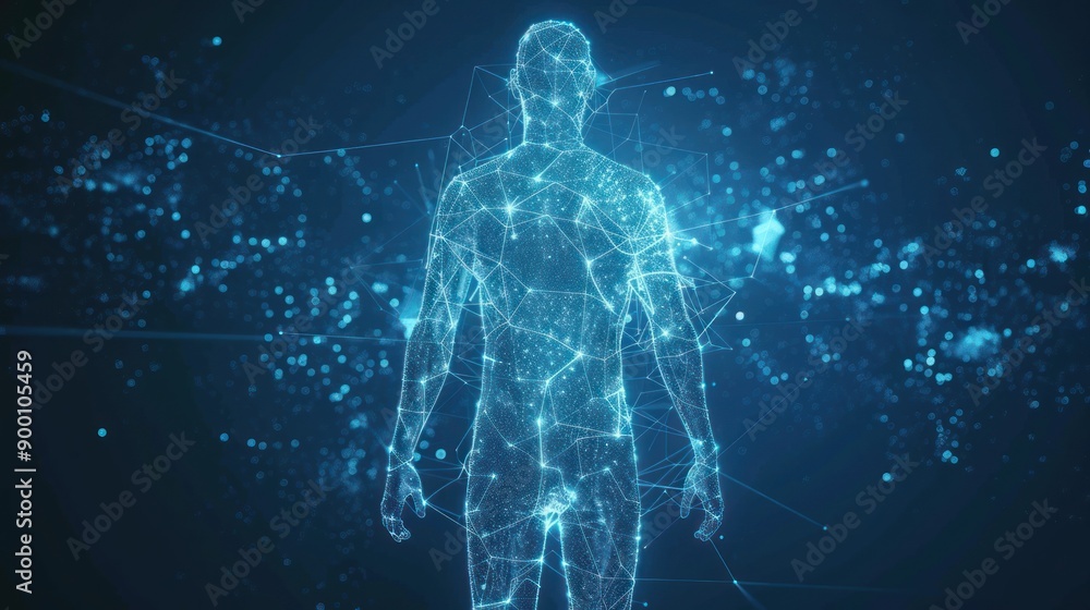 Human body limb with network lines symbol digital screen view Human body limb with network lines symbol digital screen view