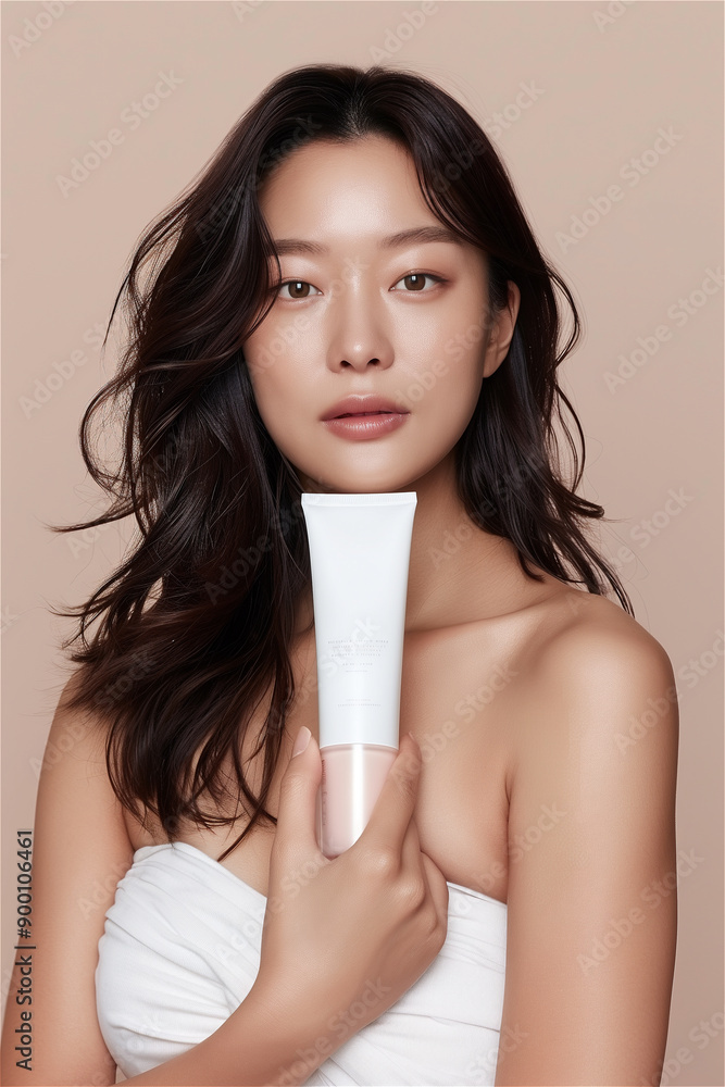A Korean Model Holding Cosmetics