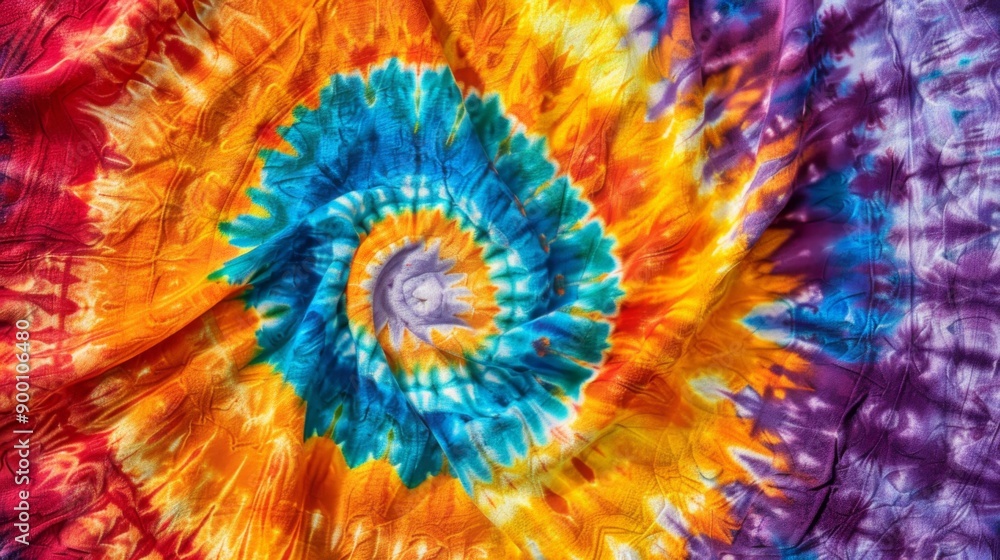 Tie-Dye Fabric : A colorful, psychedelic tie-dye fabric with swirling patterns Tie-Dye Fabric : A colorful, psychedelic tie-dye fabric with swirling patterns