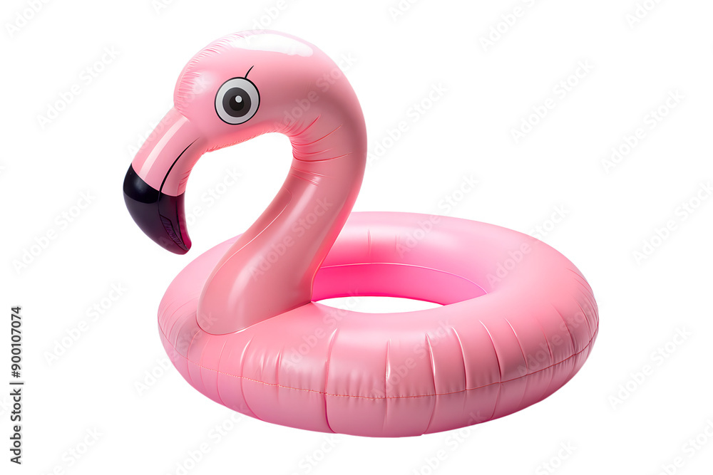 Pink flamingo inflatable pool ring isolated on a transparent background.
Pink flamingo inflatable pool ring isolated on a transparent background.