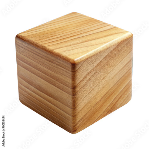 A wooden cube isolated on transparent background