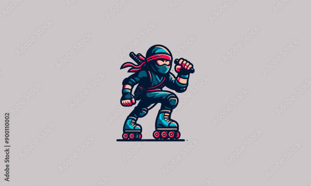 Fototapeta premium character ninja playing skates vector mascot design
