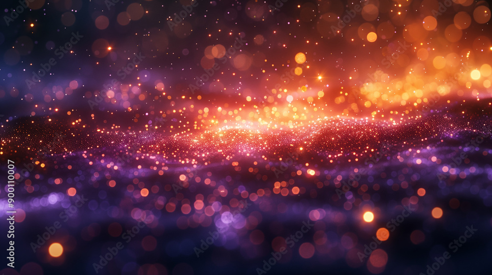 Fototapeta premium A mesmerizing background of sparkling lights, forming an ethereal galaxy in shades of purple and orange