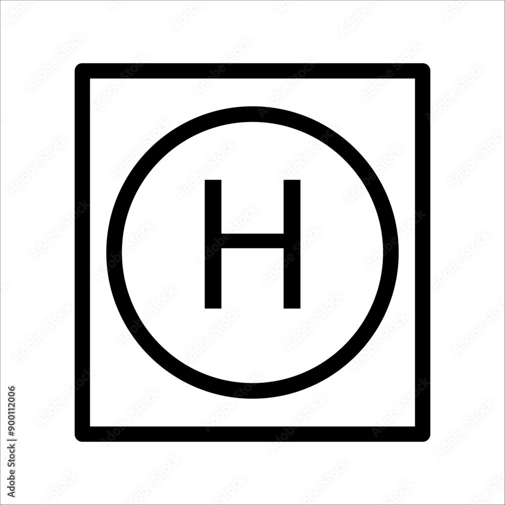 Helicopter landing pad icon. Air transport landing site vector illustration Helicopter landing pad icon. Air transport landing site vector illustration