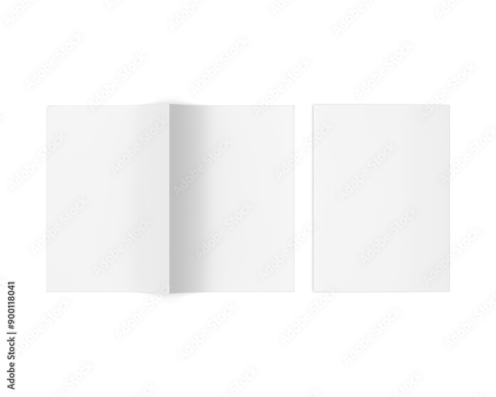 Blank white half fold brochure template for mock up and presentation design. 3d render illustration. Blank white half fold brochure template for mock up and presentation design. 3d render illustration.