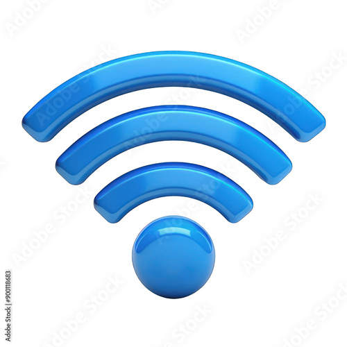 Blue wifi icon isolated on transparent background