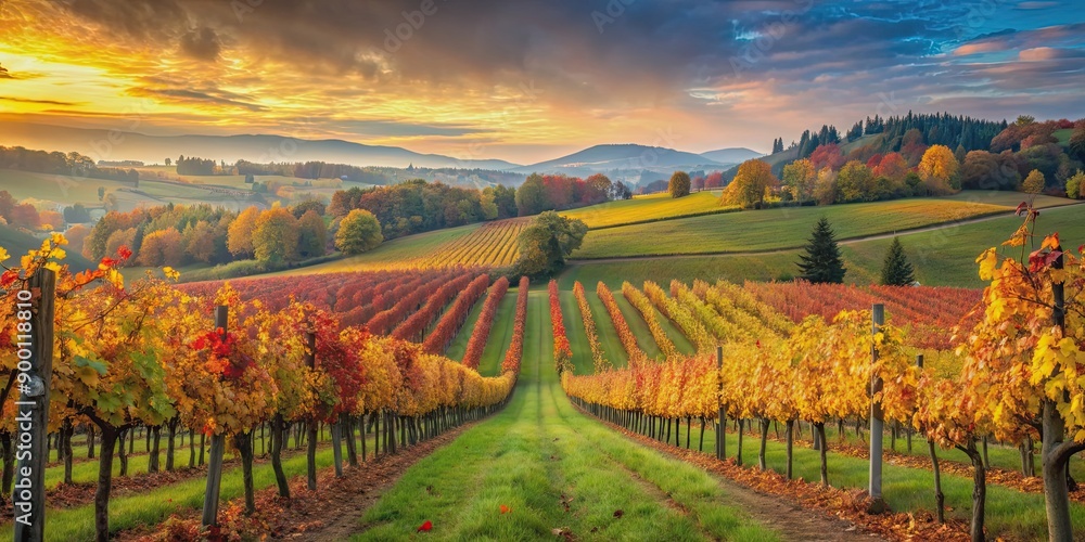 Autumn landscape featuring a beautiful vineyard in colorful fall foliage, autumn, landscape, vineyard, fall, foliage Autumn landscape featuring a beautiful vineyard in colorful fall foliage, autumn, landscape, vineyard, fall, foliage