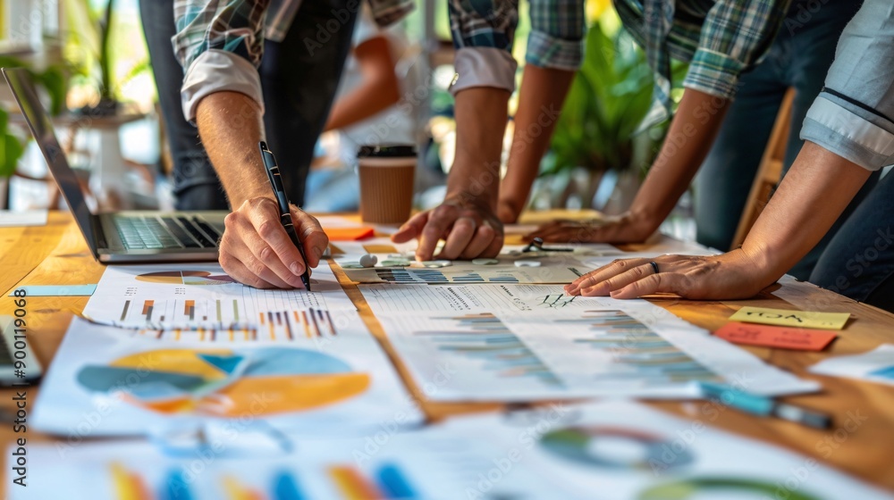 Obraz premium A business team collaborating on a content marketing plan