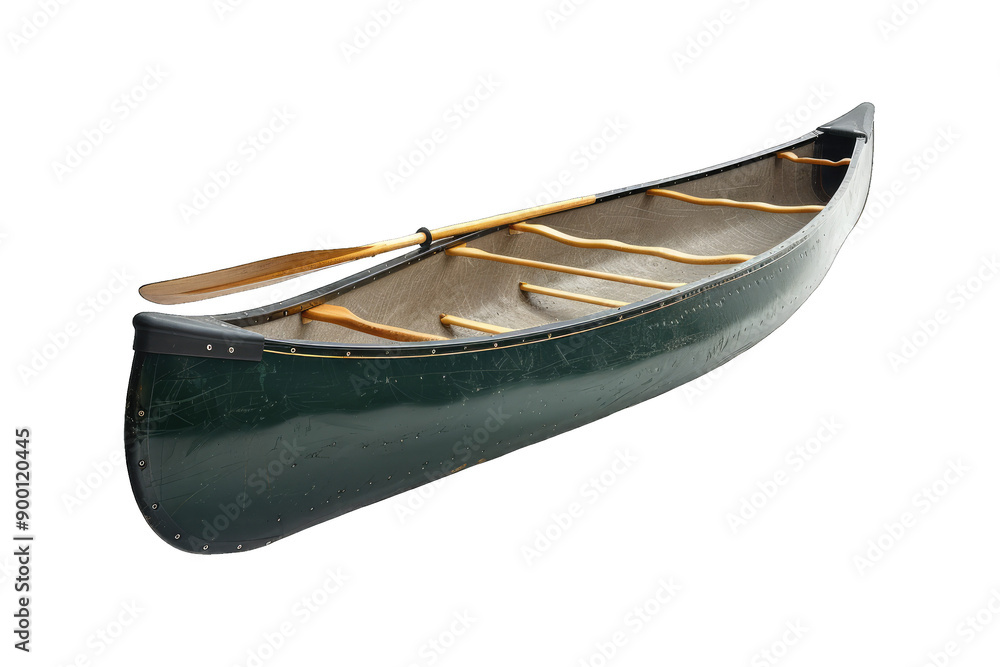 High-quality image of a traditional green canoe isolated on a white background, perfect for adventure and outdoor activities themes. High-quality image of a traditional green canoe isolated on a white background, perfect for adventure and outdoor activities themes.