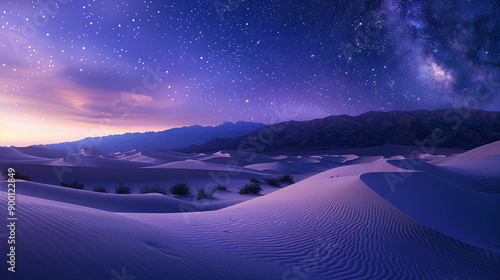 eks dengan kamera
Stunning landscape photo of a serene desert scene at dusk photo