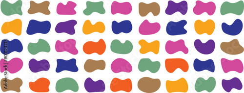 Blob shape organic abstract colorful vector illustration isolated on white background. Collection of modern forms and Liquid drop for design and print. irregular round blot form graphic elements