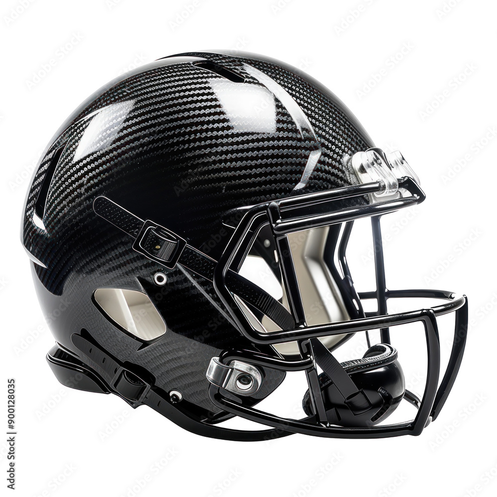 Naklejka premium Sleek Black Football Helmet with Carbon Fiber Design