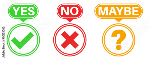 set yes no maybe icon sign. label Check box  Check mark icon quality approved vector illustration
