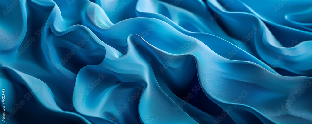 Flowing blue fabric waves, abstract background Flowing blue fabric waves, abstract background