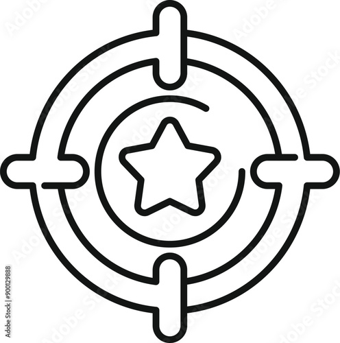Line art icon of a marketing target audience with a star representing customer focus