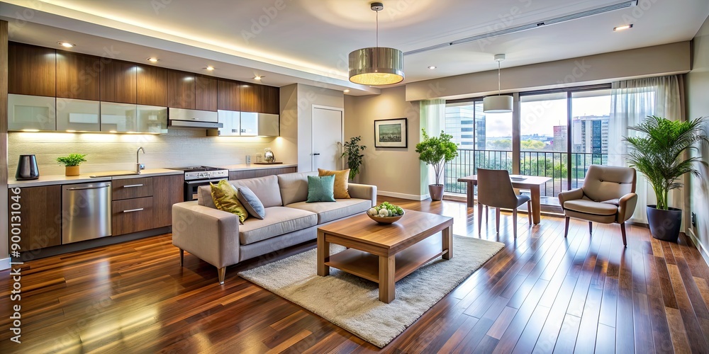 Image of a clean, well-maintained apartment interior with modern amenities , Habitable, living conditions Image of a clean, well-maintained apartment interior with modern amenities , Habitable, living conditions