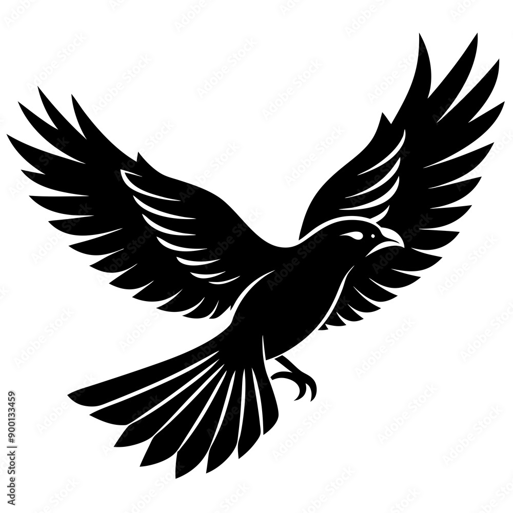 Obraz premium Flying birds silhouettes on white background.